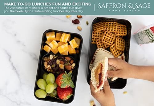 Saffron & Sage 42oz Black Bento Lunch Box