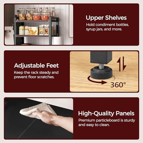 MAHANCRIS 3-Tier Microwave Stand with Mini Fridge Shelf