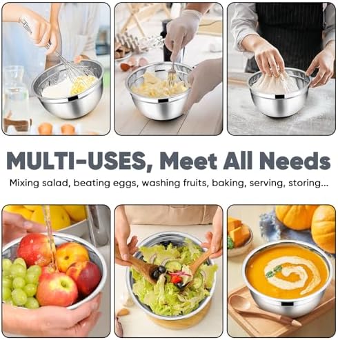TeamFar Mixing Bowls, Salad Bowls with Airtight Lids, Black