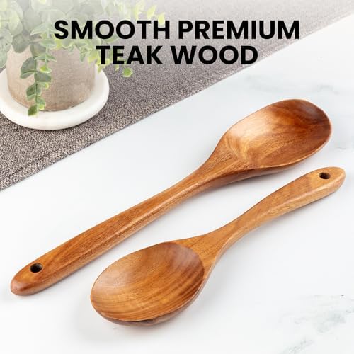 Zulay Kitchen Teak Wood Utensil Set