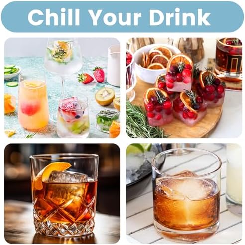Large Silicone Ice Cube Tray 3Pack, SAWNZC Big Square Ice Cube Molds