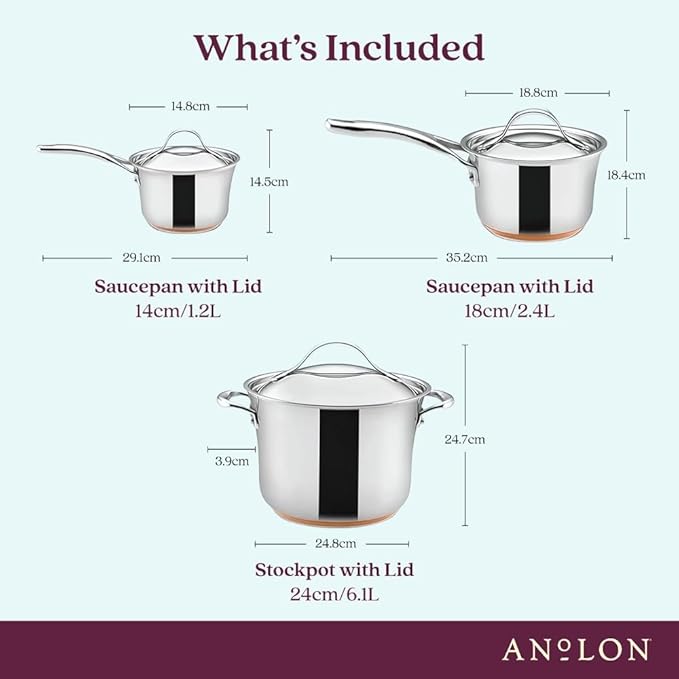 Anolon Nouvelle Stainless Steel Cookware Pots and Pans Set, 10 Piece - Image 2