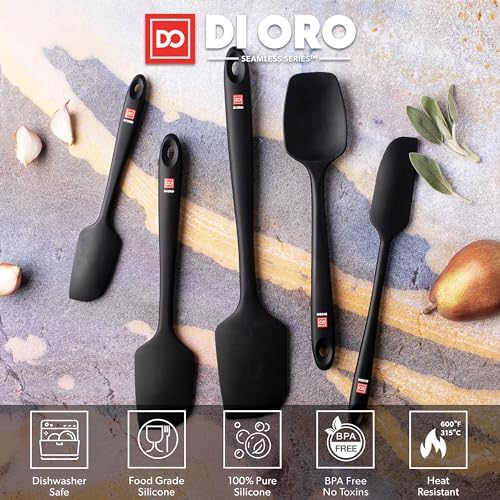 DI ORO 5-Piece Silicone Spatula Set, Black