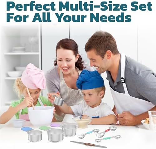 Magnetic Measuring Cups and Spoons Set of 17 - Stackable Stainless