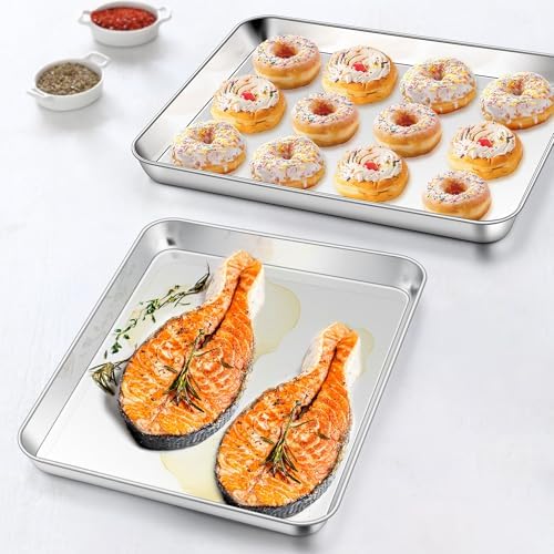 Homikit 9x13 Inch Stainless Steel Quarter Sheet Pan for Toaster Oven
