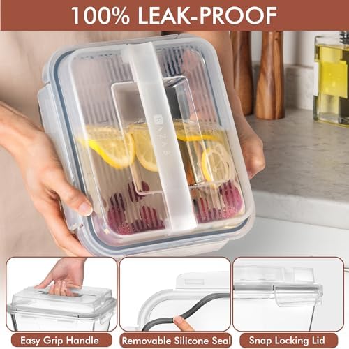 Razab 2700ml Glass Food Storage Containers with Lids