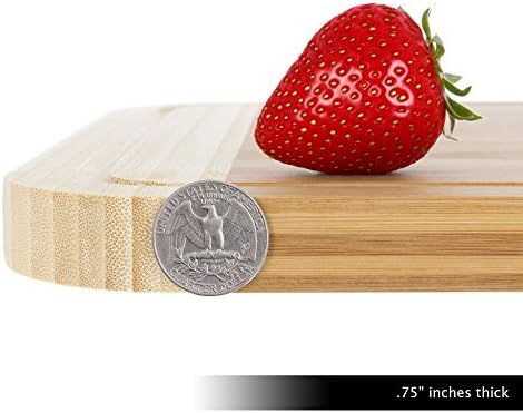 Two Tone Bamboo Cutting Board- Extra Thick, Chopping and Serving Board