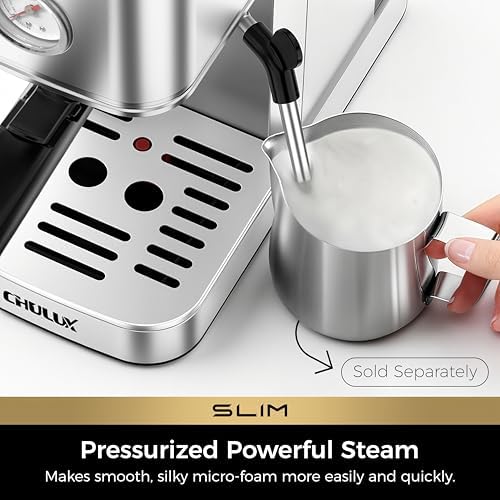 CHULUX Espresso Machine with Conical Burr Grinder, Silver
