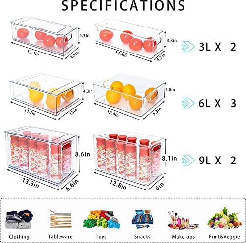 4Pack Stackable Refrigerator Organizer Bins Pull Out Drawer Large