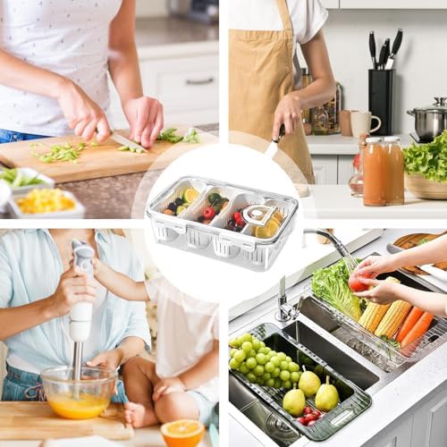 Food Organizer for Pantry Transparent Divided Organization Container