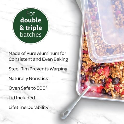 13x18 Inch Deep Half-Sheet Pan with Lid, Aluminum Baking Pan for