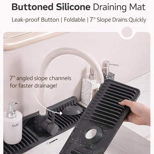 Silicone Faucet Mat for Kitchen Sink Water Splash Guard Behind Faucet