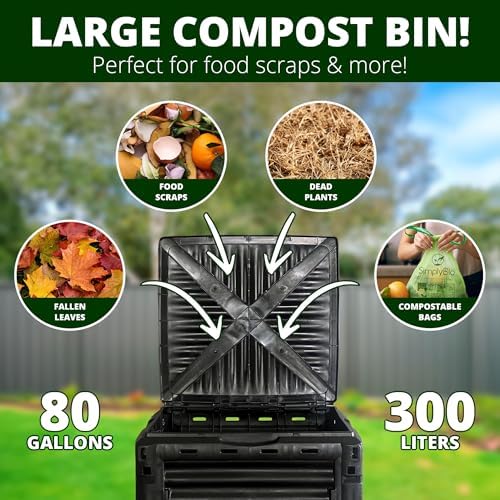 Simply Bio 80 Gallon Outdoor Compost Bin, Black
