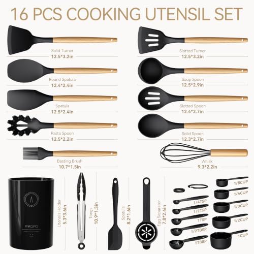 Silicone Kitchen Utensil Set, Heat-Resistant, BPA-Free