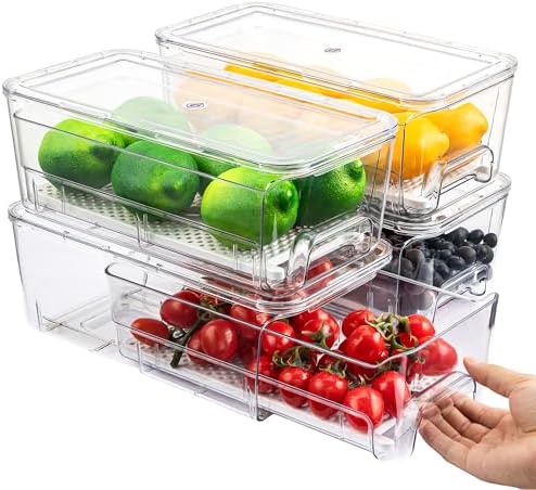 Imncya 4 Pack Clear Refrigerator Organizer Bins