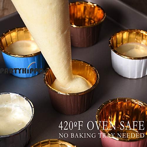 Party Hippo Cupcake Cups, 3.5 Oz 100 pcs Disposable Foil Muffin