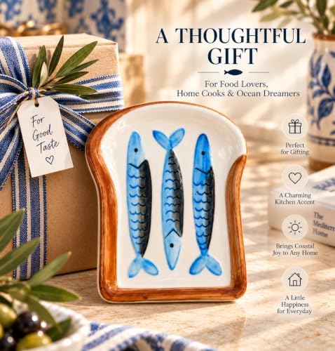 Cute Ceramic Sardine Spoon Rest, Ocean-Themed Kitchen Stove Utensil
