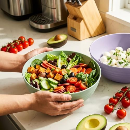 Greentainer Unbreakable Large Salad Bowls, 76 oz Plastic Serving Bowl