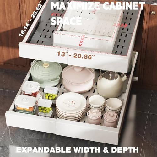 Seinloes Pull Out Cabinet Organizer,4-Side Expandable to Maximize