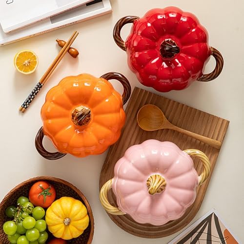 Ceramic Pumpkin Casserole Pot,Pumpkin Dutch Oven Pot with