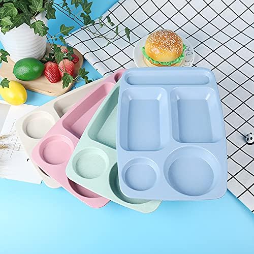 WUWEOT 8 Pack Divided Food Plates, 13.5" Wheat Straw Tray