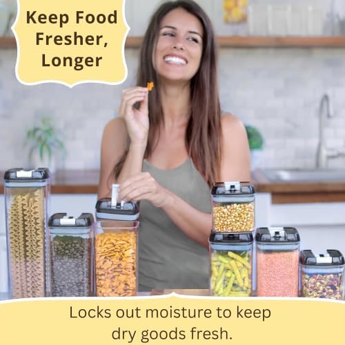 Simply Gourmet Airtight Food Storage Containers with Lids – 7 Piece Assorted Size Kitchen Pantry Organization Set, BPA-Free Clear Plastic, Stackable Containers for Cereal, Flour, Sugar, Rice, Snacks