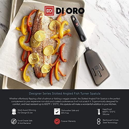 DI ORO Silicone Fish Spatula - Slotted Turner, 600F Heat Resistant