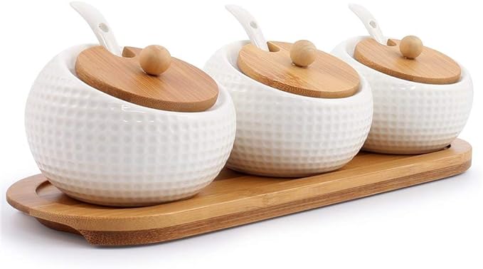 Porcelain Condiment Jar Spice Container by LuckyGoddness