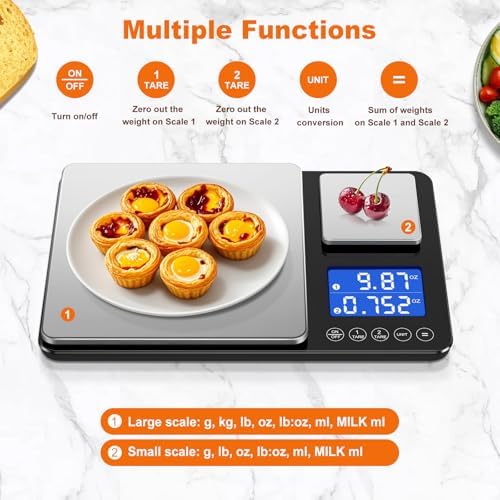 KUAIVO 0.001oz/33lbs Dual Platform Food Kitchen Scales Digital Weight