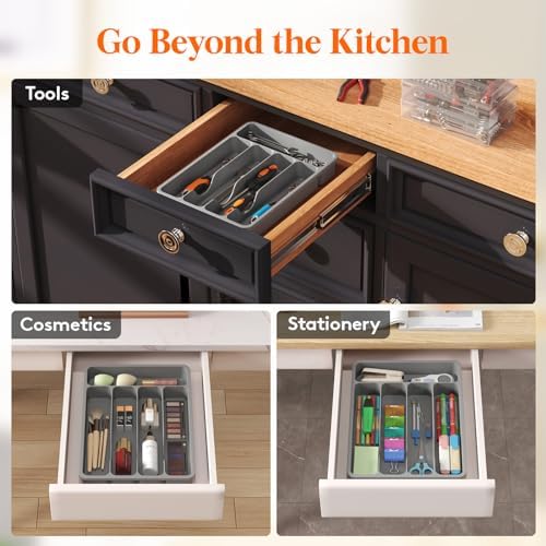Lifewit Silverware Drawer Organizer Tray, Cutlery Storage for Kitchen