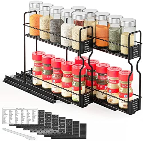 SpaceAid Pull Out Spice Rack Organizer for Cabinet, Heavy Duty Slide