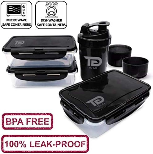 TO GO Meal Prep Bag Insulated Lunch Meals Bag W/6 Portion Control