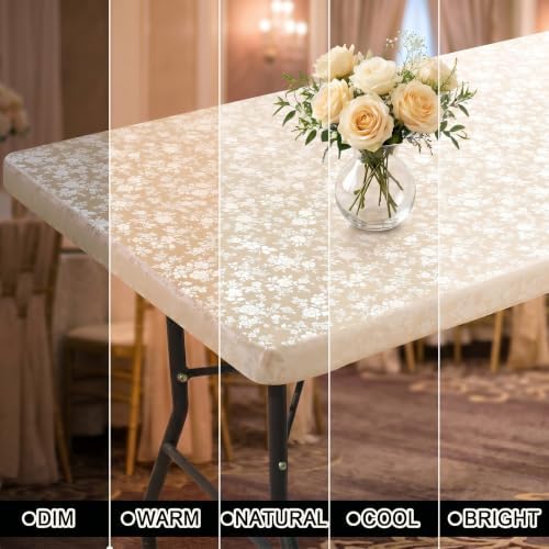 Smiry Heavy Duty Vinyl Fitted Tablecloths for 5 Foot Rectangle Tables
