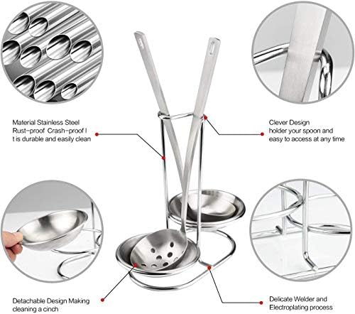 Steel Double Vertical Spoon Rest Ladles holder with 4 inch bowls