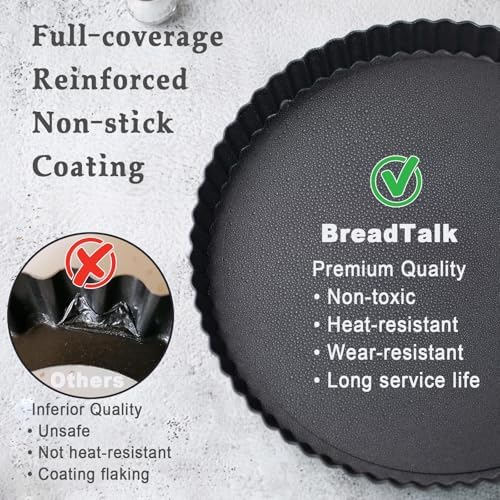 9.5-Inch Tart Pan Set, Nonstick Carbon Steel, Removable Bottom, 2 Pack