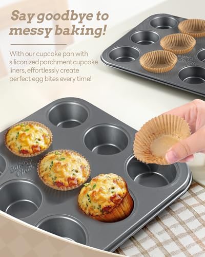 Bake Choice 2 Muffin Pan for Baking, Standard Cupcake Pan with 100