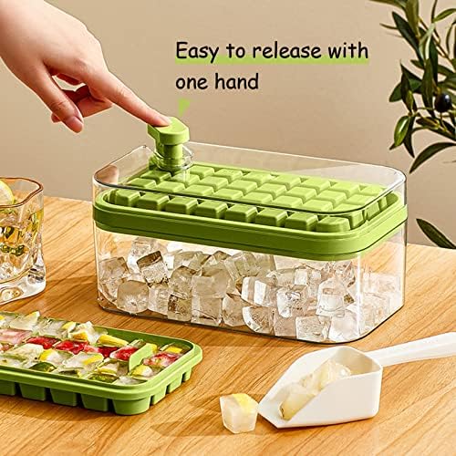 Ice Cube Tray with Lid and Bin, 2 Pack, 64 Pcs Cubes Ice Trays for