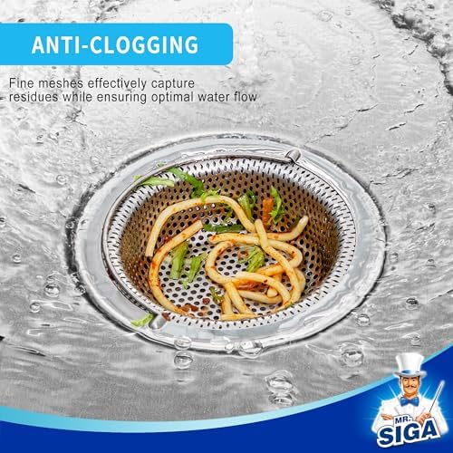 MR.SIGA Stainless Steel Kitchen Sink Strainer, 2 Pack