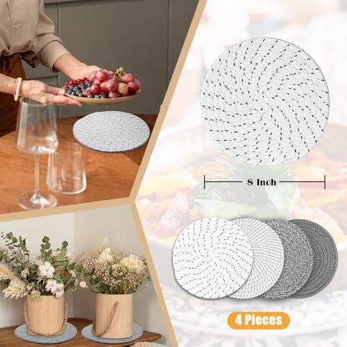 8" Trivets for Pots and Pans, 4 Pack Hot Pads for Kitchen Counter