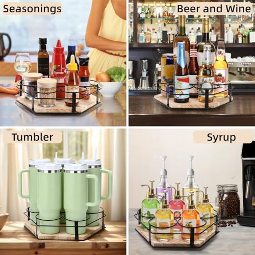 Cididu Rotating Coffee Syrup Organizer 7 Bottles, Coffee Syrup Rack