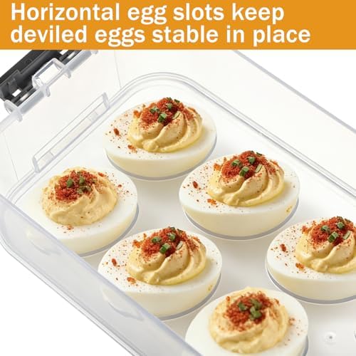 3-Layer Deviled Egg Container with Lid, Clear