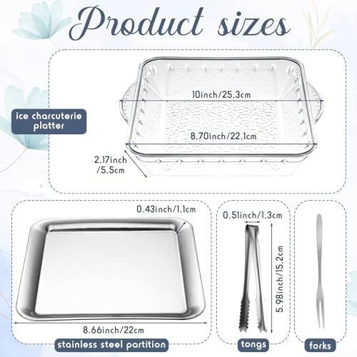 Baderke 2 Set 9" Chilled Serving Tray for Parties with Compartments