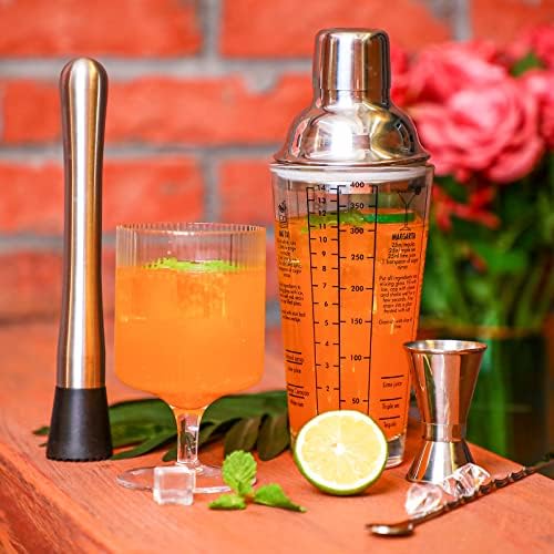 Rtteri 4 Pcs Cocktail Shaker Set 14 oz Martini Glass Shaker Cup
