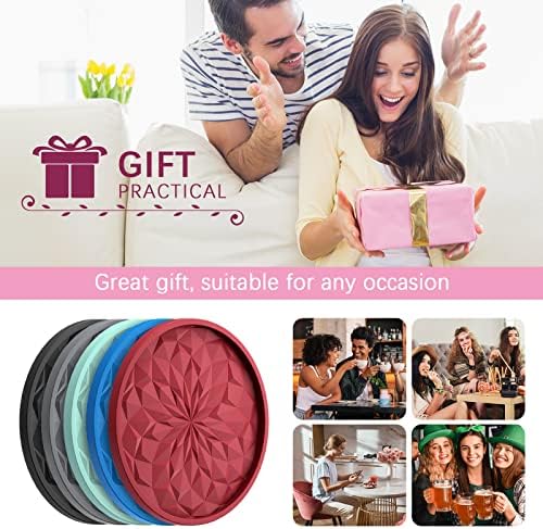 ME.FAN Silicone Coasters with Holder,[6 Pack] Drinking Coasters - Cup