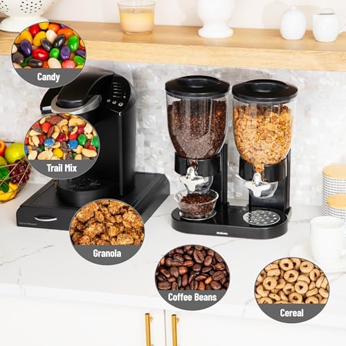 Mind Reader Double Dry Food Dispenser, 2 x 3.5L Countertop Containers for Cereal, Granola, Candy, Rice, and Coffee Beans