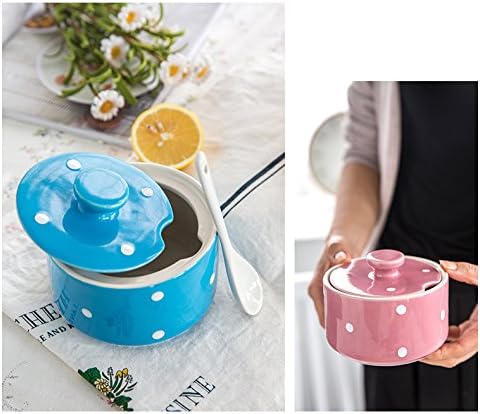 CHOOLD Chic Polka Dot Ceramic Sugar and Creamer Set with Spoon Creamer