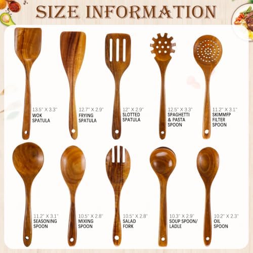 10-Piece Teak Wood Kitchen Utensil Set
