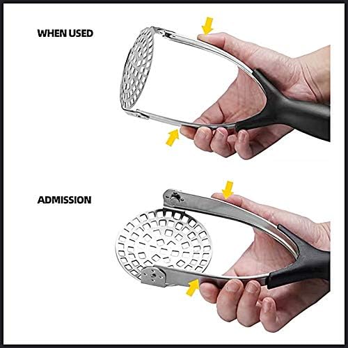 Clever Monster Stainless Steel Potato Masher - Heavy Duty with Garlic