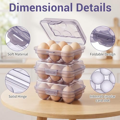 6 Pack 6-Grid Egg Holder for Fridge with Lid