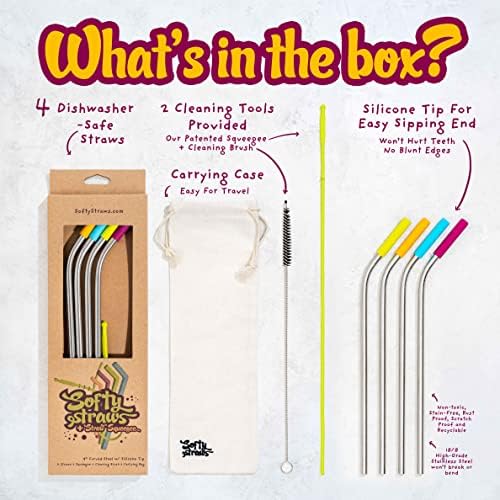 Softy Straws Premium Reusable Stainless Steel Drinking Straws With